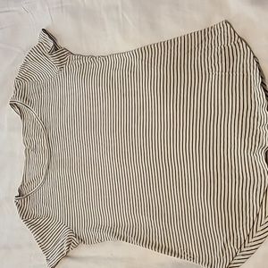 Ann Taylor, small, cream and olive green stripe, cap sleeve t-shirt